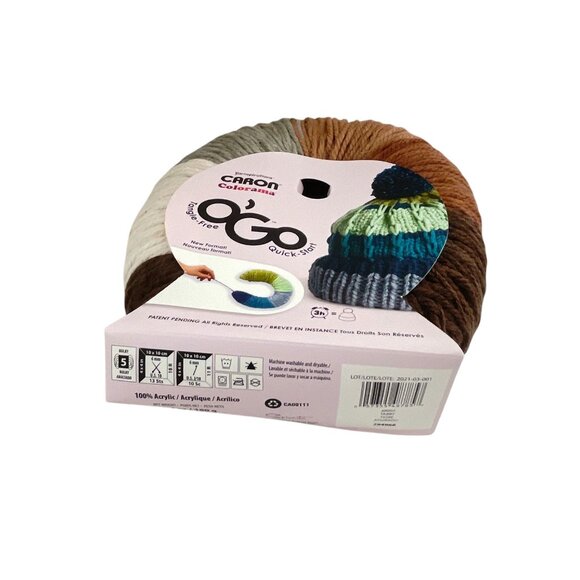 Caron OGo Colorama Yarn Tangled-Free Quick-Start 100% Acrylic Multicolor Brown/G - Picture 2 of 7